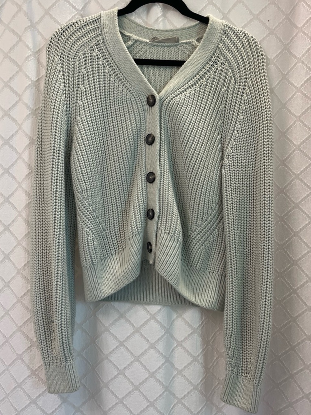 Everlane Classic Rib-Knit Button Cardigan Sweater - Pale Mint